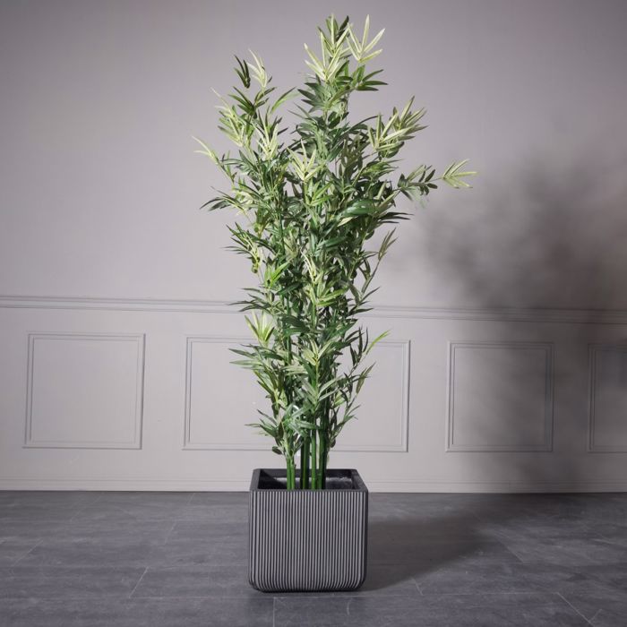Supergreens Γλάστρα Πήλινη Τετράγωνη ''Stripe'' Γκρι Large 37x37x33cm C-9940-8 Supergreens Gastra Pilini Tetragni ''Stripe'' Ggri Large 37x37x33cm C-9940-8