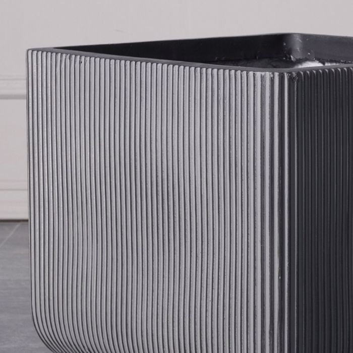 Supergreens Γλάστρα Πήλινη Τετράγωνη ''Stripe'' Γκρι Large 37x37x33cm C-9940-8 Supergreens Gastra Pilini Tetragni ''Stripe'' Ggri Large 37x37x33cm C-9940-8