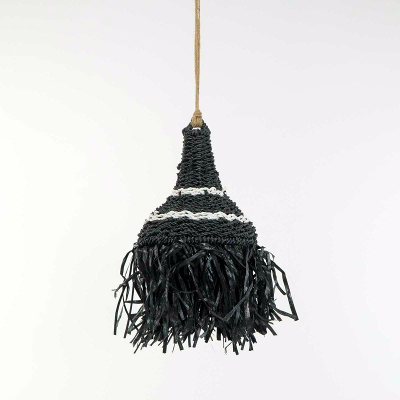 Supergreens Φωτιστικό Οροφής από Ρατάν ''Motif'' Μαύρο/Λευκό Χωρίς Ντουί Φ30x50cm 0520-3