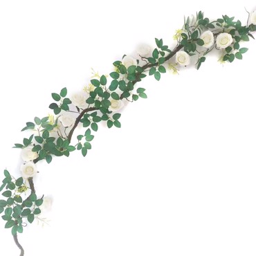Supergreens Τεχνητή Γιρλάντα Τριαντάφυλλο Garden Λευκή 240cm 0881-7