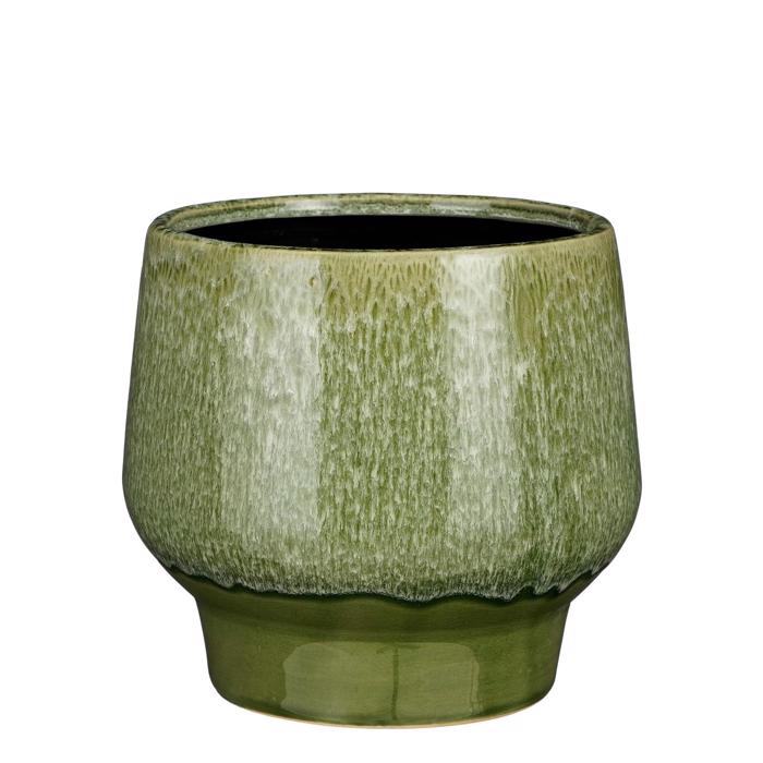 Supergreens Kaspo Keramiko Strongulo ''Monta'' Skouro Prasino F19.5x17cm 2680-8
