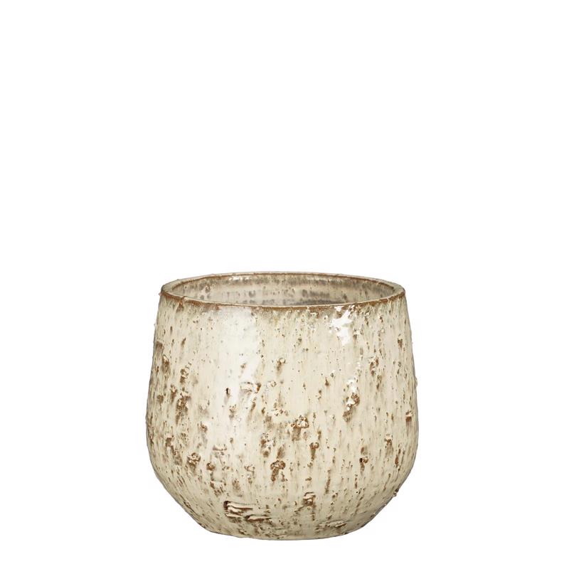 Γλάστρες - Ζαρντινιέρες agiovlasitishome - ΣΗΜΑΝΤΙΚΟ: Σε περίπτωση διαφοράς τιμής από το κατάστημα ισχύει παντα και μόνο η τιμή του καταστήματος Supergreens Κασπώ Τερακότα Στρογγυλό ''Linn'' Off White