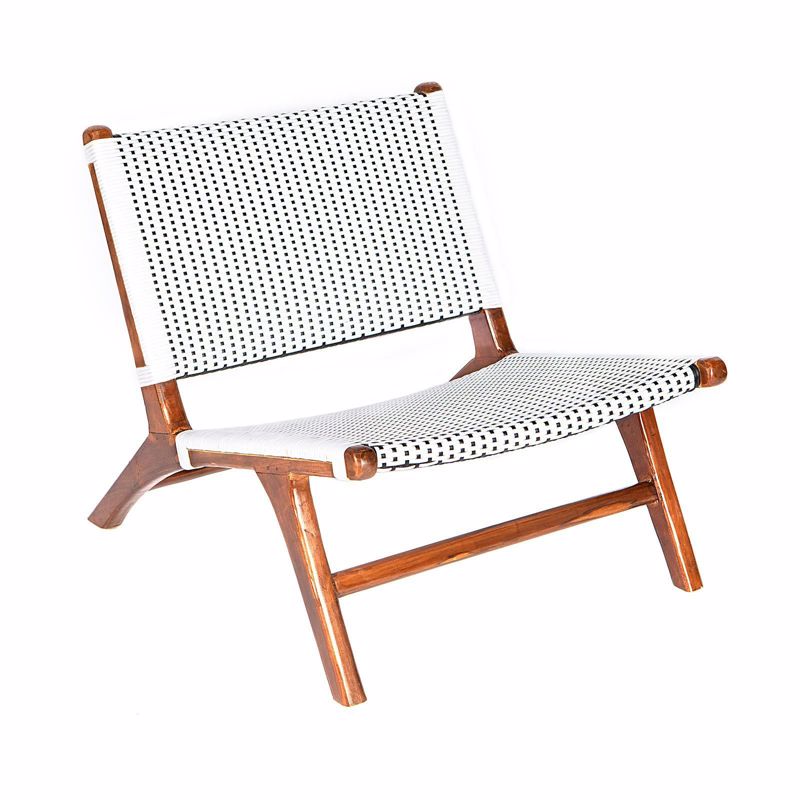 Supergreens Καρέκλα Teak Συνθετικό Ρατάν Ασπρόμαυρη 87x