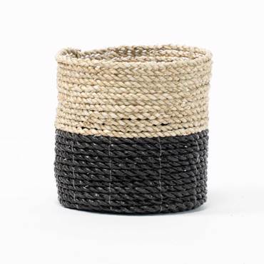 Supergreens Καλάθι Πλεκτό ''Grass'' Φυσικό/Μαύρο Φ16x15cm 6830-8