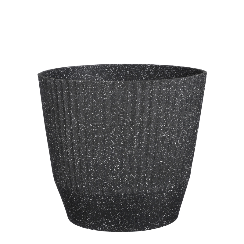 Γλάστρες - Ζαρντινιέρες agiovlasitishome - ΣΗΜΑΝΤΙΚΟ: Σε περίπτωση διαφοράς τιμής από το κατάστημα ισχύει παντα και μόνο η τιμή του καταστήματος Supergreens Γλάστρα PVC Terazzo Μαύρο Φ37x33cm 9160-8