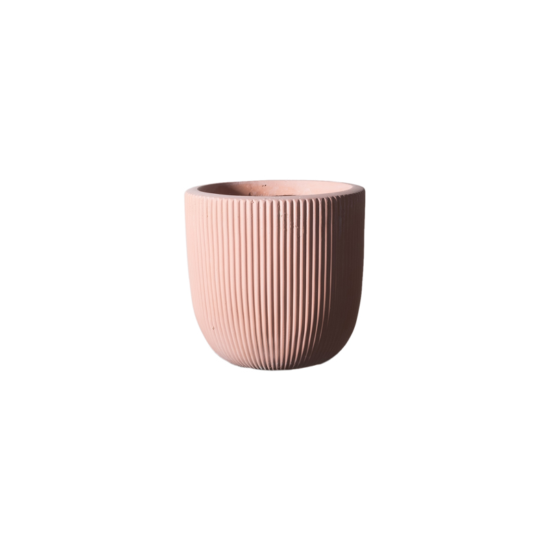 Supergreens Γλάστρα Πήλινη Στρογγυλή ''Stripe'' Σομόν Small Φ24x23cm A-8940-8