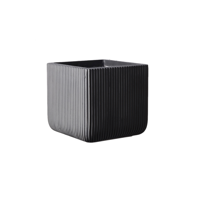 Supergreens Γλάστρα Πήλινη Τετράγωνη ''Stripe'' Γκρι Large 37x37x33cm C-9940-8 Supergreens Gastra Pilini Tetragni ''Stripe'' Ggri Large 37x37x33cm C-9940-8