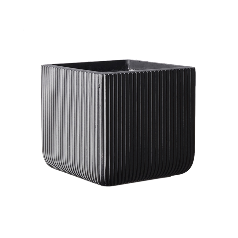 Supergreens Γλάστρα Πήλινη Τετράγωνη ''Stripe'' Γκρι XLarge 44x44x38cm D-9940-8