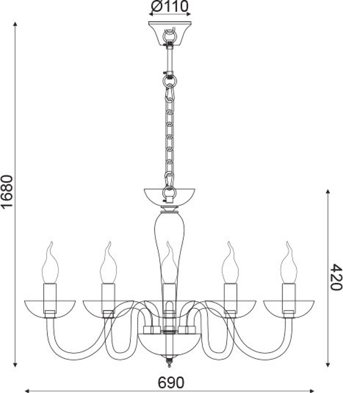 ACA Fotistiko Orofis Pentafoto Metallo/Krustallo 'LUNARIA'  Xromio/Lefko E14 F69X168cm BLK82185PWC