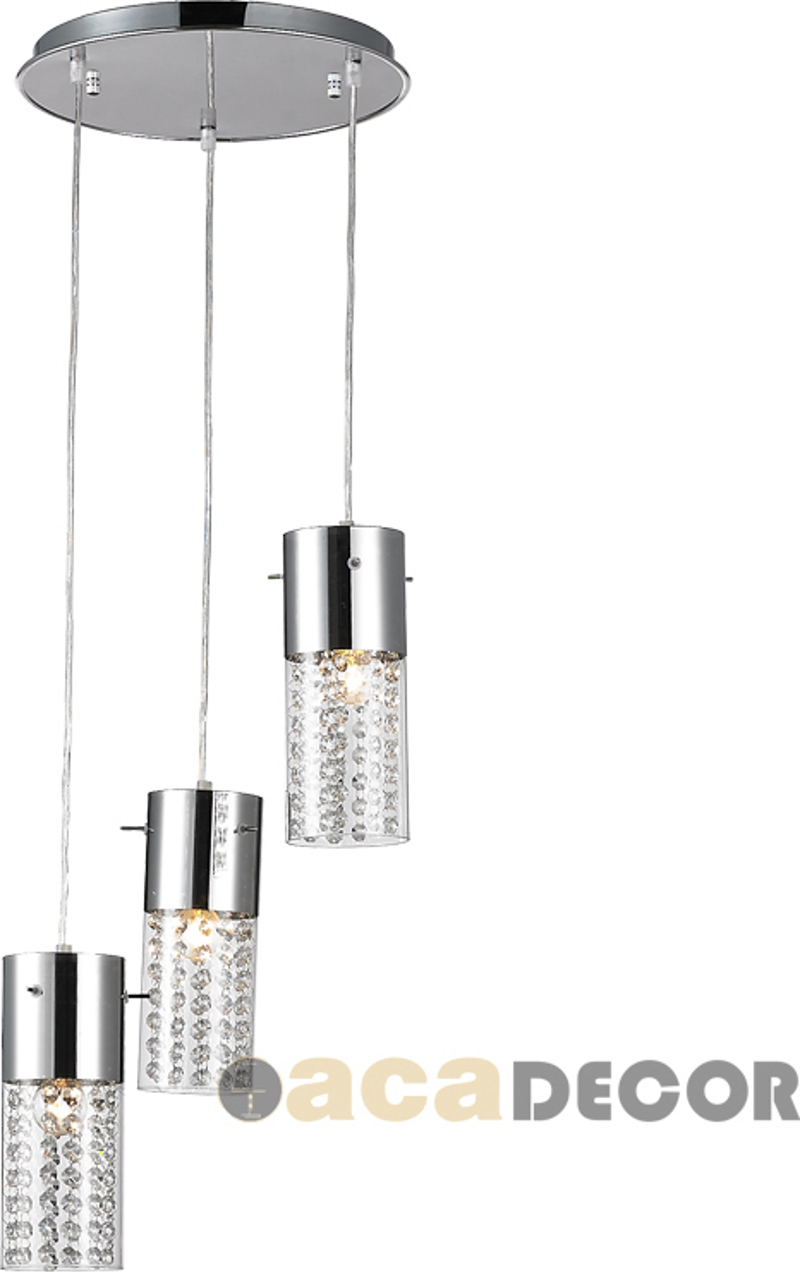 ACA Φωτιστικό Οροφής Τρίφωτο Μέταλλο/Κρύσταλλο/Γυαλί 'M