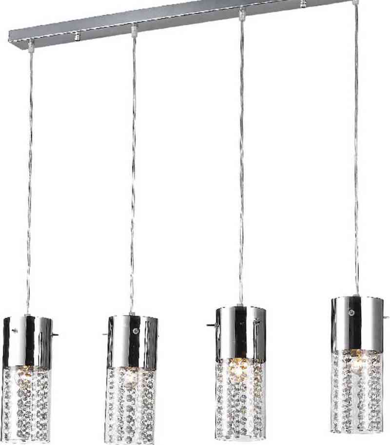 ACA Φωτιστικό Οροφής Τετράφωτο Μέταλλο/Κρύσταλλο/Γυαλί 'MIA' Χρώμιο/Διάφανο Ε14 82Χ120cm DLA6834