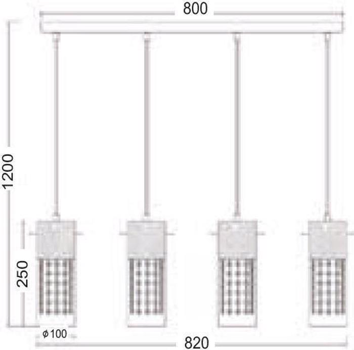 ACA Fotistiko Orofis Tetrafoto Metallo/Krustallo/Gyali 'MIA' Xromio/Diafano E14 82X120cm DLA6834
