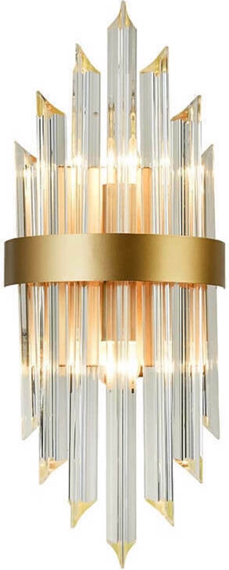 ACA Απλίκα Τοίχου Δίφωτη Μέταλλο/Κρύσταλλο 'EMPIRE' Χρυ