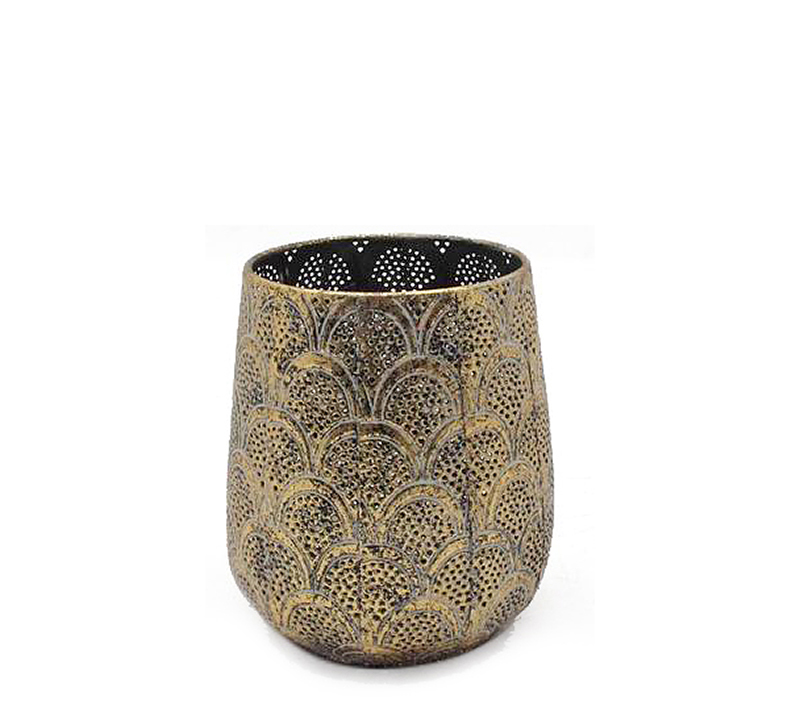 ZAROS ΦΑΝΑΡΙ ΜΕΤΑΛΛΙΚΟ ΜΕ ΓΥΑΛΙ ΧΡΥΣΟ 16,5CM HT512