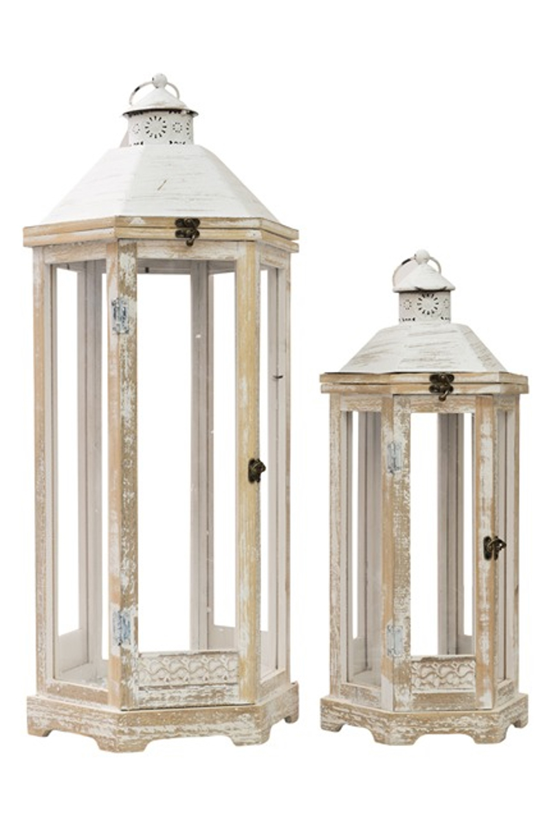 Zen Collection - ΣΗΜΑΝΤΙΚΟ: Σε περίπτωση διαφοράς τιμής από το κατάστημα ισχύει παντα και μόνο η τιμή του καταστήματος Zen Collection Σετ των 2 Φανάρι Ξύλινο Πολυγωνικό Μπεζ