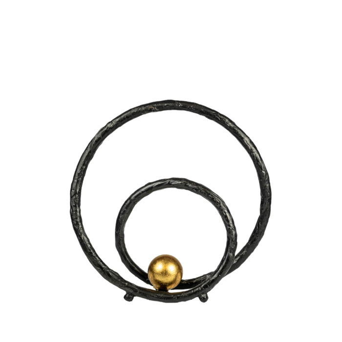 Zen Collection Diakosmitiko Metalliko Mavro me Xrusi Bala 33x9x33cm 50039