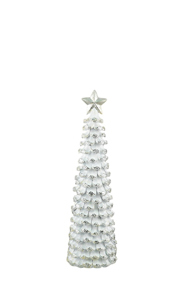 Zen Collection Χριστουγεννιάτικο Δέντρο Resin Κουκουνάρι Λευκό/Ασημί 9x9x31.5cm 50318