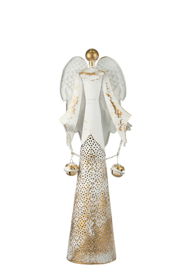 Zen Collection Μεταλλικός Άγγελος Λευκός/Χρυσός 18x11.2x46.5cm 50356