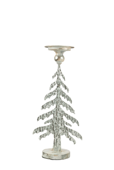 Zen Collection Χριστουγεννιάτικο Δέντρο Μεταλλικό Κηροπήγιο Ασημί 19x11.5x41.5cm 50401