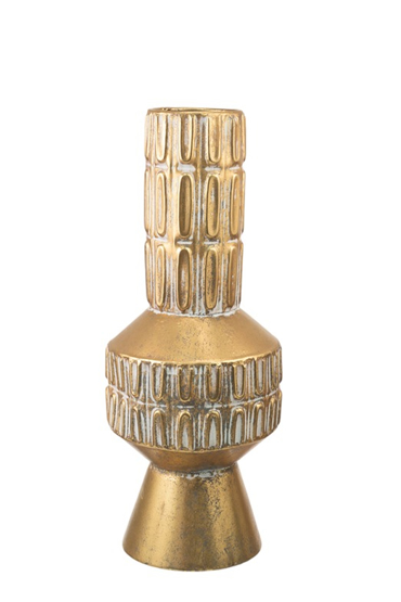 Zen Collection Διακοσμητικό Βάζο Μεταλλικό Χρυσό/Λευκό Φ16x39cm 51026