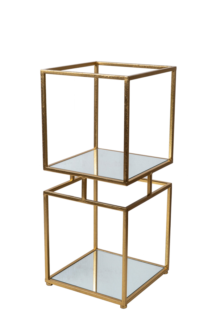 Zen Collection Rafiera Metalliki Dipli Xrusi me Epifaneies Kathreptes 30x30x70cm 48173
