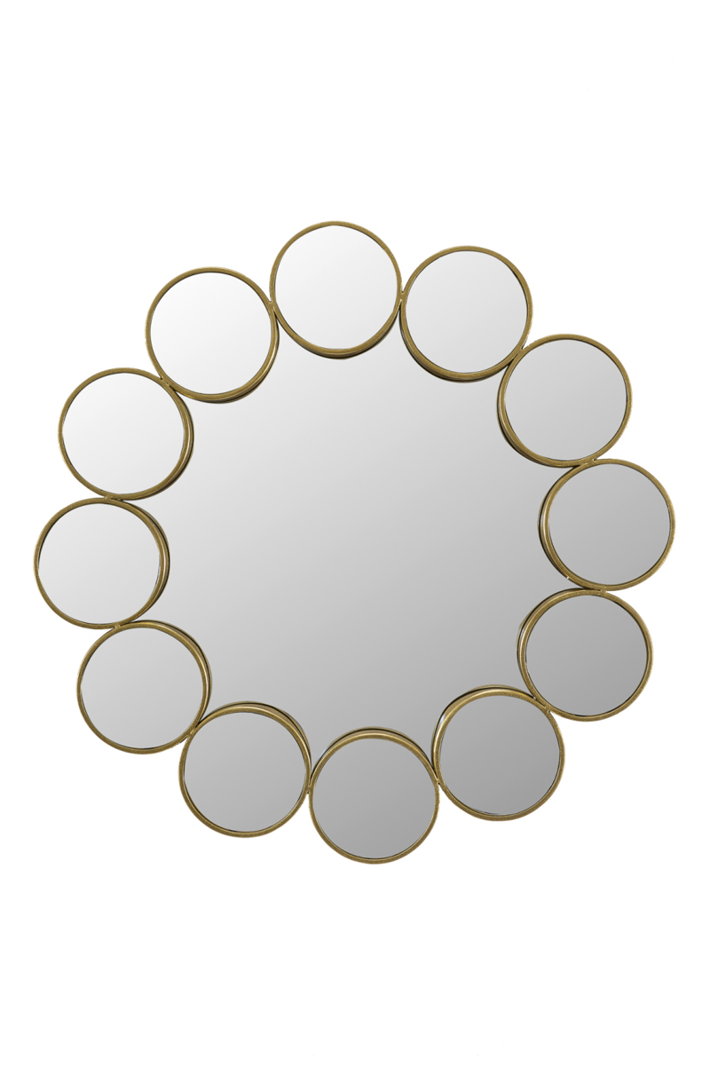 Zen Collection Καθρέπτης Τοίχου Μεταλλικός Χρυσός με Κύκλους Φ80x2.5cm 48600