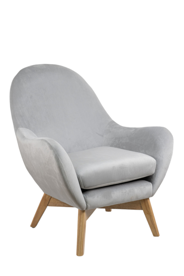 Zen Collection Πολυθρόνα ARIA Γκρι Βελούδο με Σταυρωτά Ξύλινα Πόδια 49442