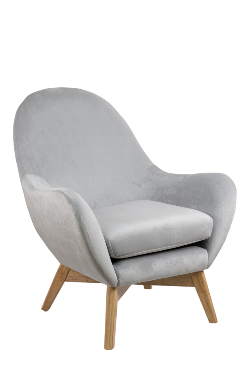 Zen Collection Πολυθρόνα ARIA Γκρι Βελούδο με Σταυρωτά 