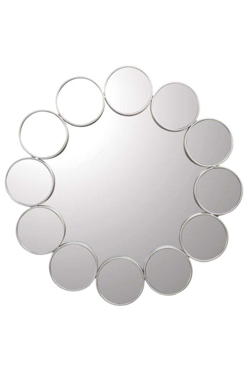 Zen Collection Καθρέπτης Τοίχου Μεταλλικός Ασημί με Κύκλους Φ80x4cm 49458