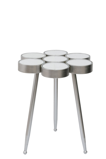 Zen Collection Βοηθητικό Τραπέζι Μεταλλικό Ασημί με Κύκλους 50x50x60cm 49463