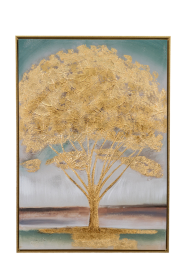 Zen Collection Πίνακας Ζωγραφικής σε Καμβά με Κορνίζα με Χρυσό Δέντρο 73x3.5x103cm 49469