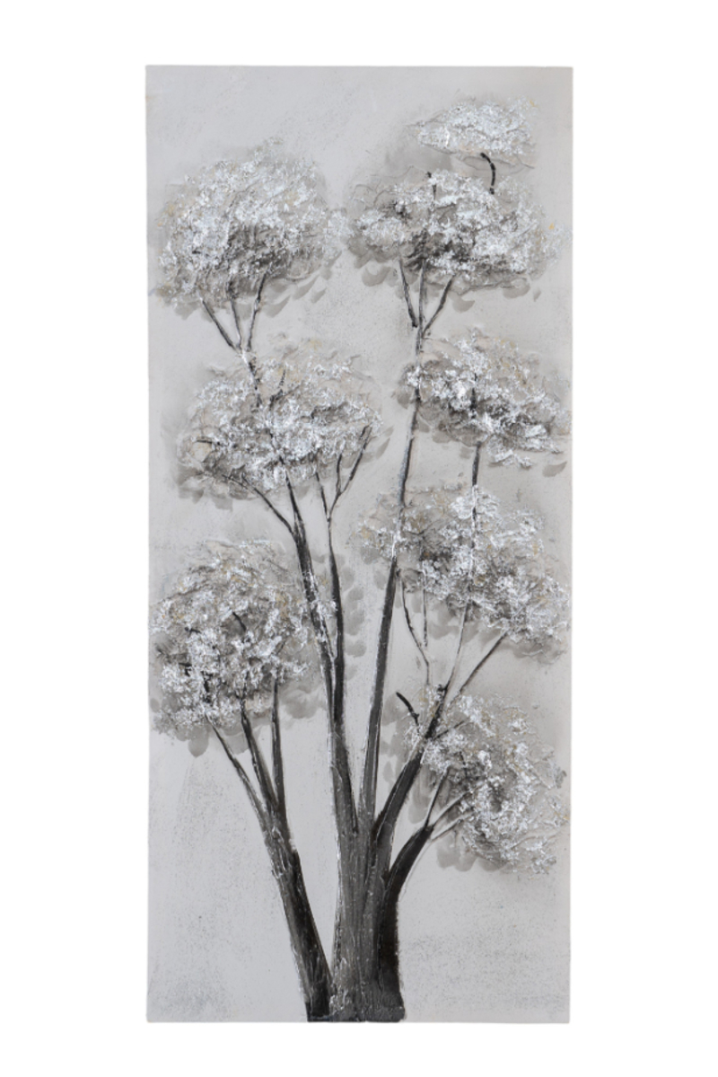 Zen Collection Πίνακας Ζωγραφικής σε Καμβά με Ασημί Δέντρο 40x3x90cm 49489