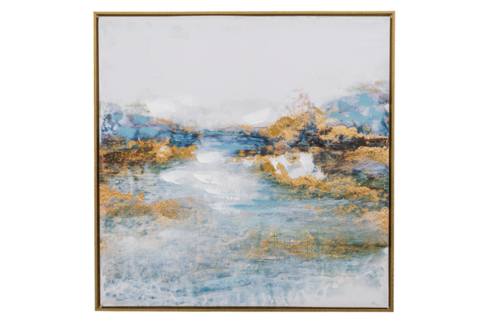 Zen Collection Pinakas Zogafikis se Kamba me Korniza me Ble/Xrusos 83x3.5x83cm 49494
