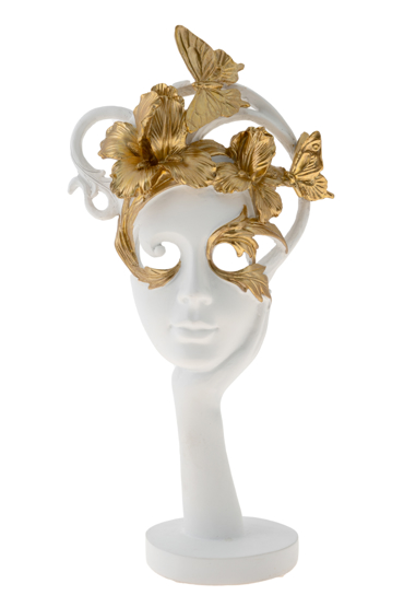 Zen Collection Διακοσμητική Φιγούρα Μάσκα Λευκή/Χρυσή 15.5x9x29.7cm 49530