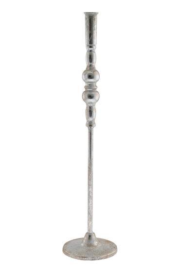 Zen Collection Διακοσμητικό Κηροπήγιο Μεταλλικό Ασημί με Μπίλια Φ11.5x48.5cm 49561