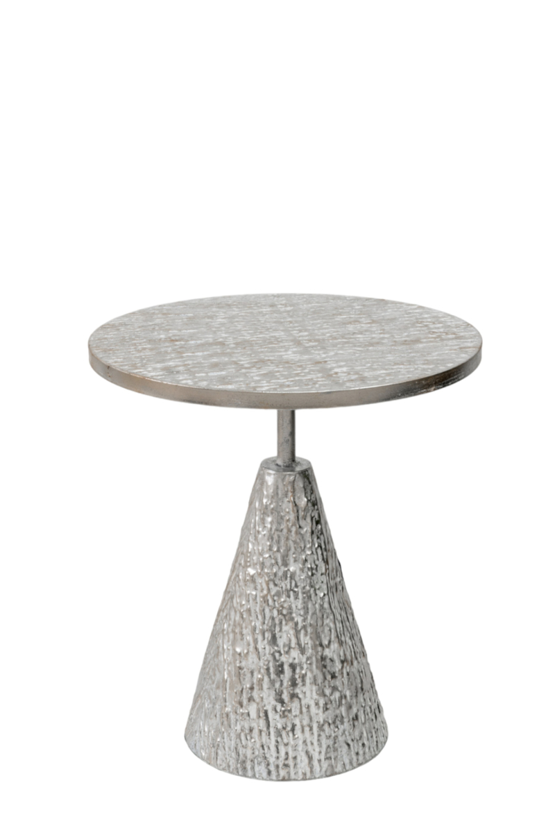 Zen Collection Μεταλλικό Τραπέζι Ασημί Σαγρέ Φ45x50.5cm