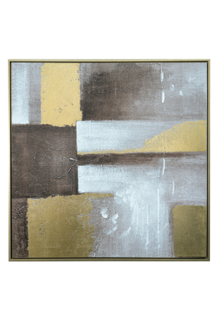 Zen Collection Pinakas Zogafikis me Gometrika Sxedia Bez/Xrusa 80x4x80cm 49804