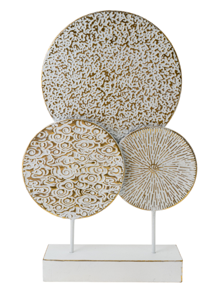 Zen Collection Diakosmitiko me Kuklous Lefkous/Xrusous me Basi 38.5x10.3x59cm 49915