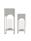 Zen Collection Set ton 2 Fanari Metalliko Lefko/Xruso me Gyali 18x18x46.8cm/14.2x14.2x37.2cm 49939