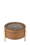 Zen Collection Diakosmitiko Kouti Xulino Kafe me Metalliko Louloudi kai Basi F20x13cm 50834