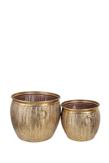 Zen Collection Σετ των 2 Κασπώ Μεταλλικά Χρυσά Φ38x31cm/Φ30x25cm 52816